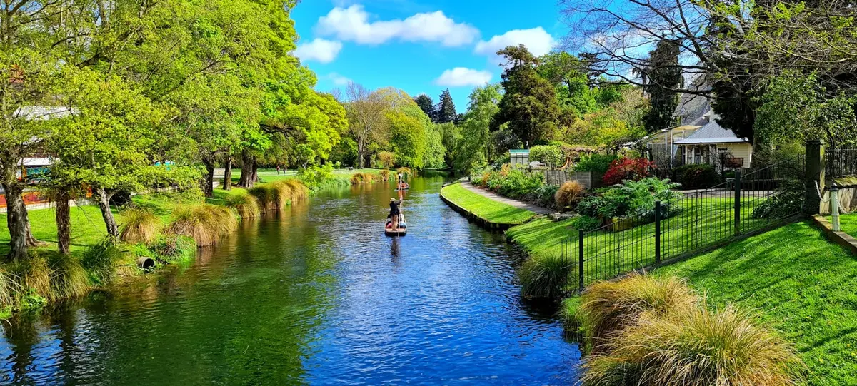 Río y centro urbano de Christchurch
